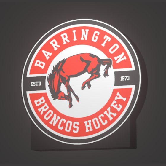 Barrington Broncos Hockey crest lightbox, lit